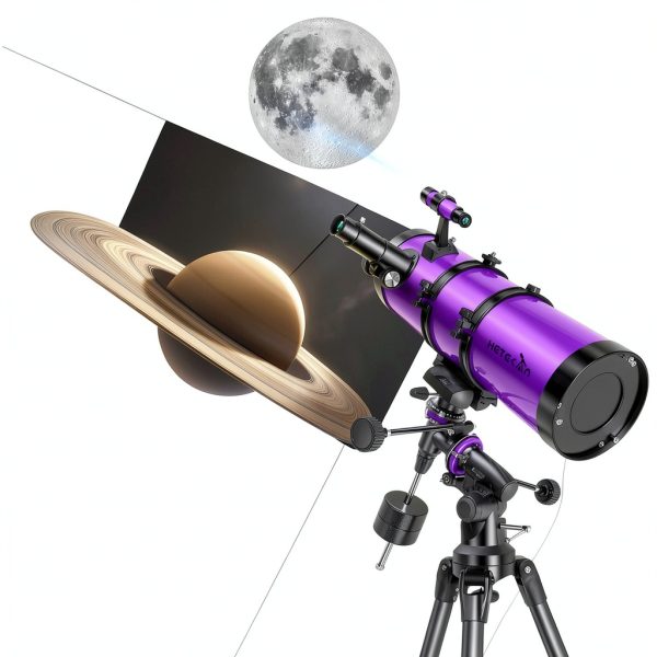 150mm Reflector Telescope HETEKAN EQ Mount with Purple Tripod-7