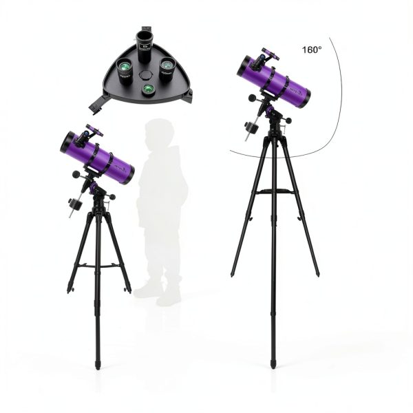150mm Reflector Telescope HETEKAN EQ Mount with Purple Tripod-3