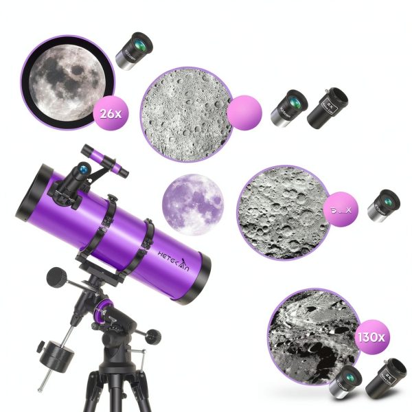 150mm Reflector Telescope HETEKAN EQ Mount with Purple Tripod-2