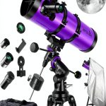 150mm Reflector Telescope HETEKAN EQ Mount with Purple Tripod-0