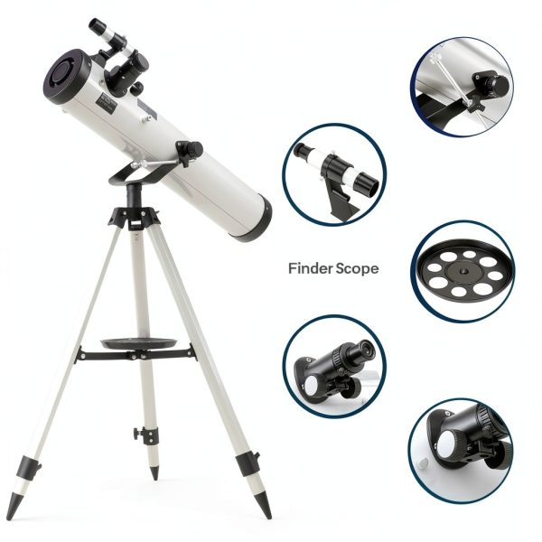 Reflector Telescope, (35X-875X) Focal Length Astronomy Reflector Telescopes for Adults and Kids-with 3 Eyepieces,5X Barlow Lens,Moon Filter and Smartphone Adapter-3